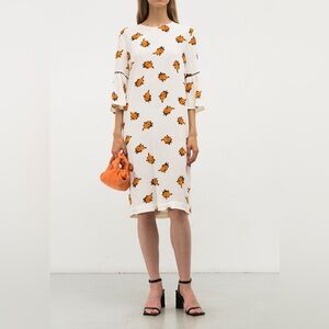 Ganni Crepe Floral Print knee Lenght Dress, Size 4